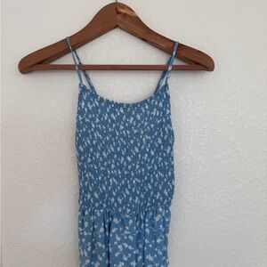 Blue Floral Smocked Shirt